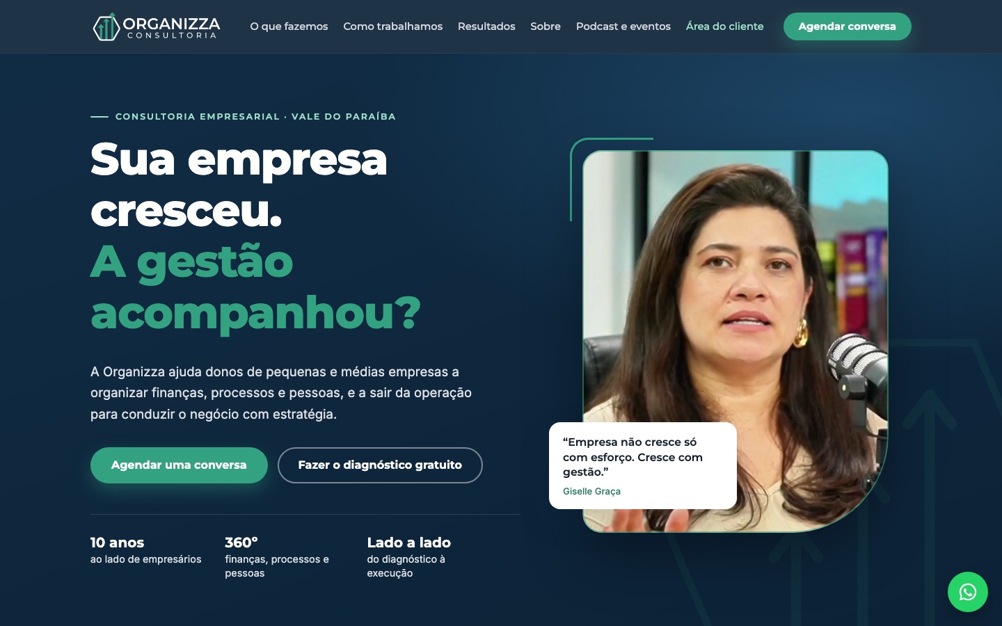 Site Organizza Consultoria no computador