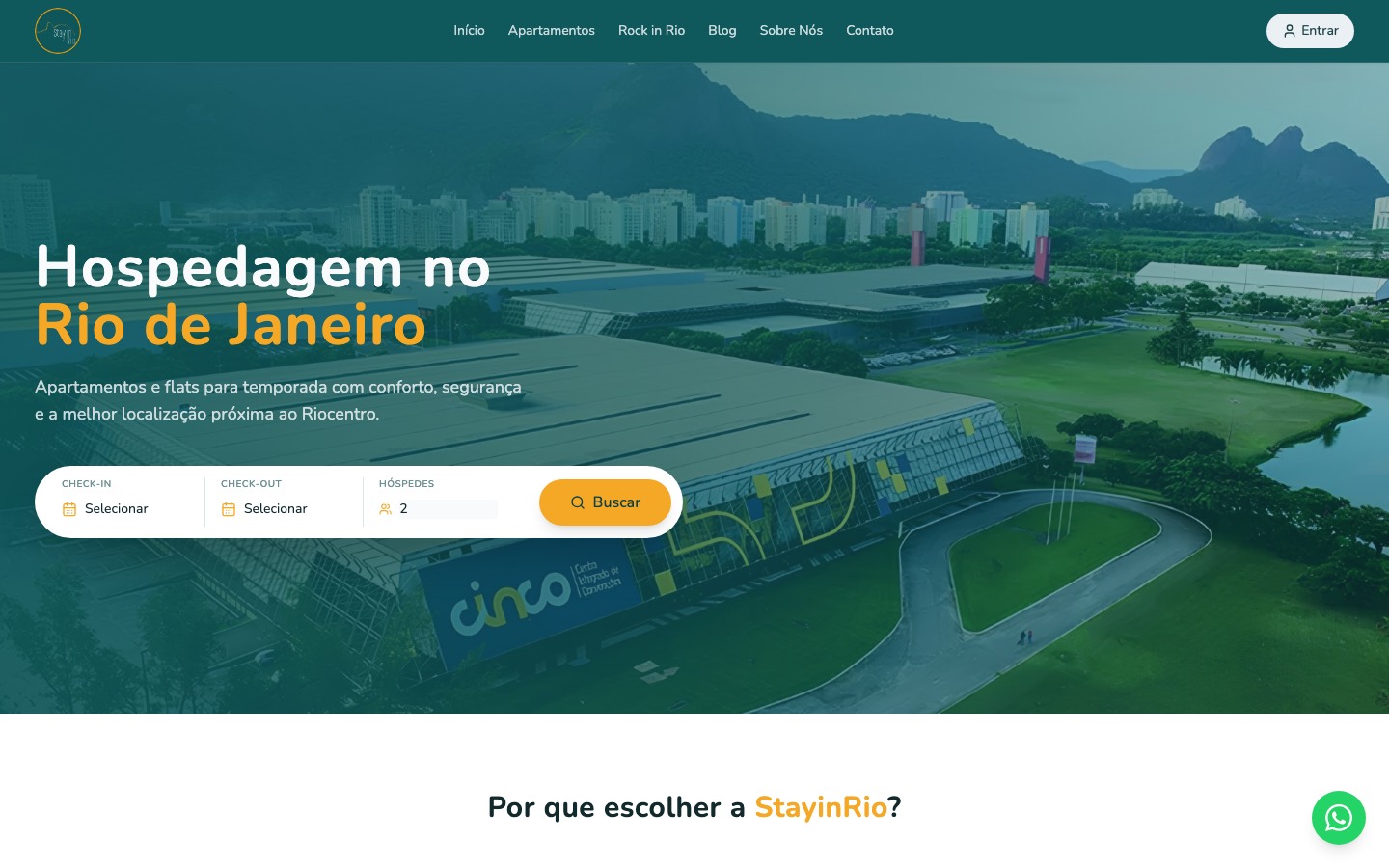Site Stay in Rio no computador